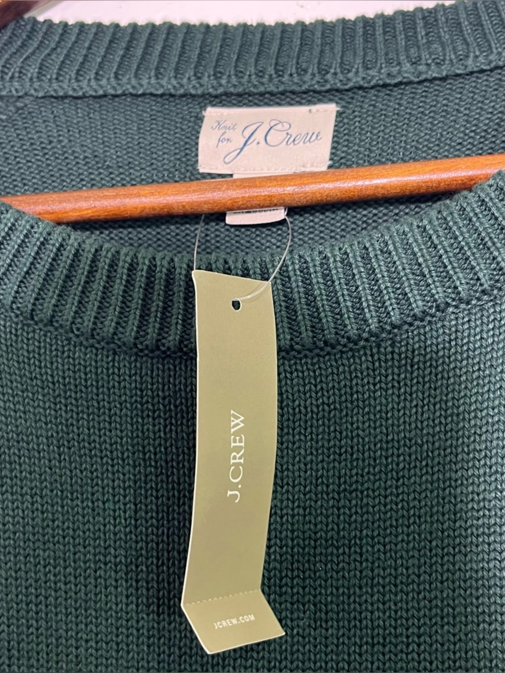 J. Crew Heritage Cotton Crewneck Sweater Men's XL Dark Forest Green Ribbed - Picture 12 of 14